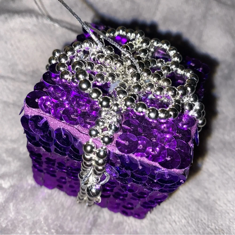 Purple Sequin‎ Jewelry Ring  Box / Christmas ornament